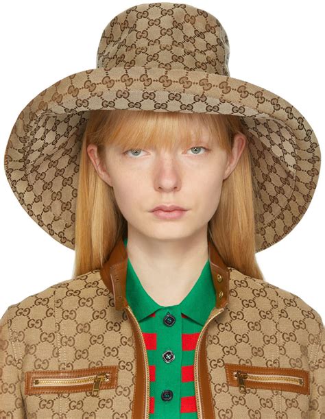 gucci beige hat|Gucci: Beige Canvas GG Wide Brim Hat .